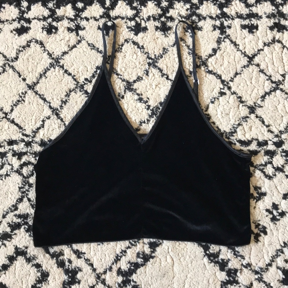 Velvet v-neck crop top